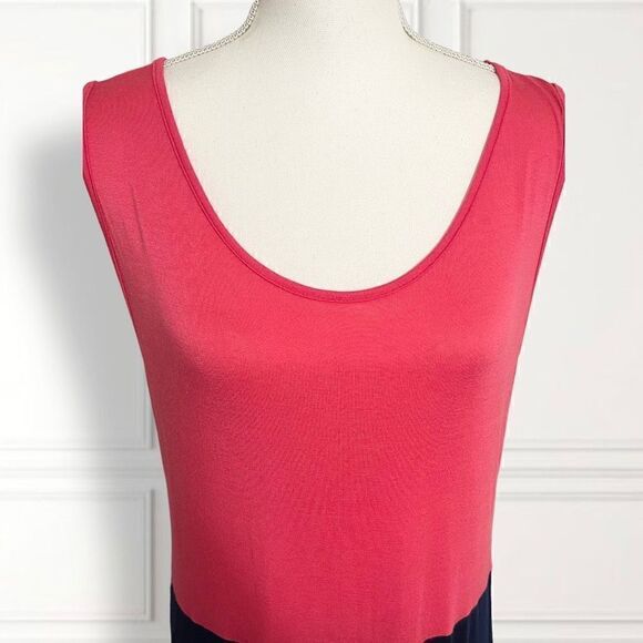 Andrea Orange & Navy Blue Maxi Tank Dress Sz XL - Picture 4 of 7